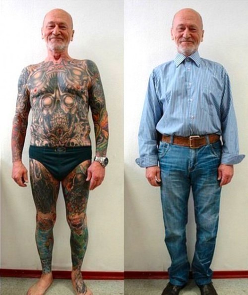 Old People with Tattoos  Self Tattoo